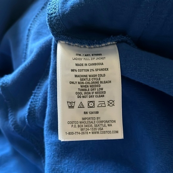 Ladies Full Zip Jacket Bold Blue sweater sweatshirt size XXL Kirkland Top - Picture 5 of 9